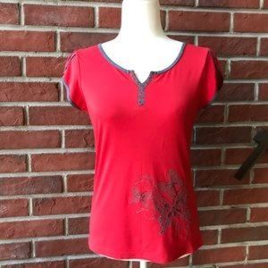 COTTON BUTTERFLY EMBROIDERED RHINESTONE TEE M/L